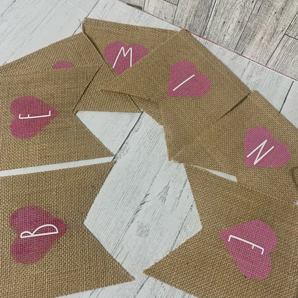 Valentine’s Day/ burlap heart banner / home decor